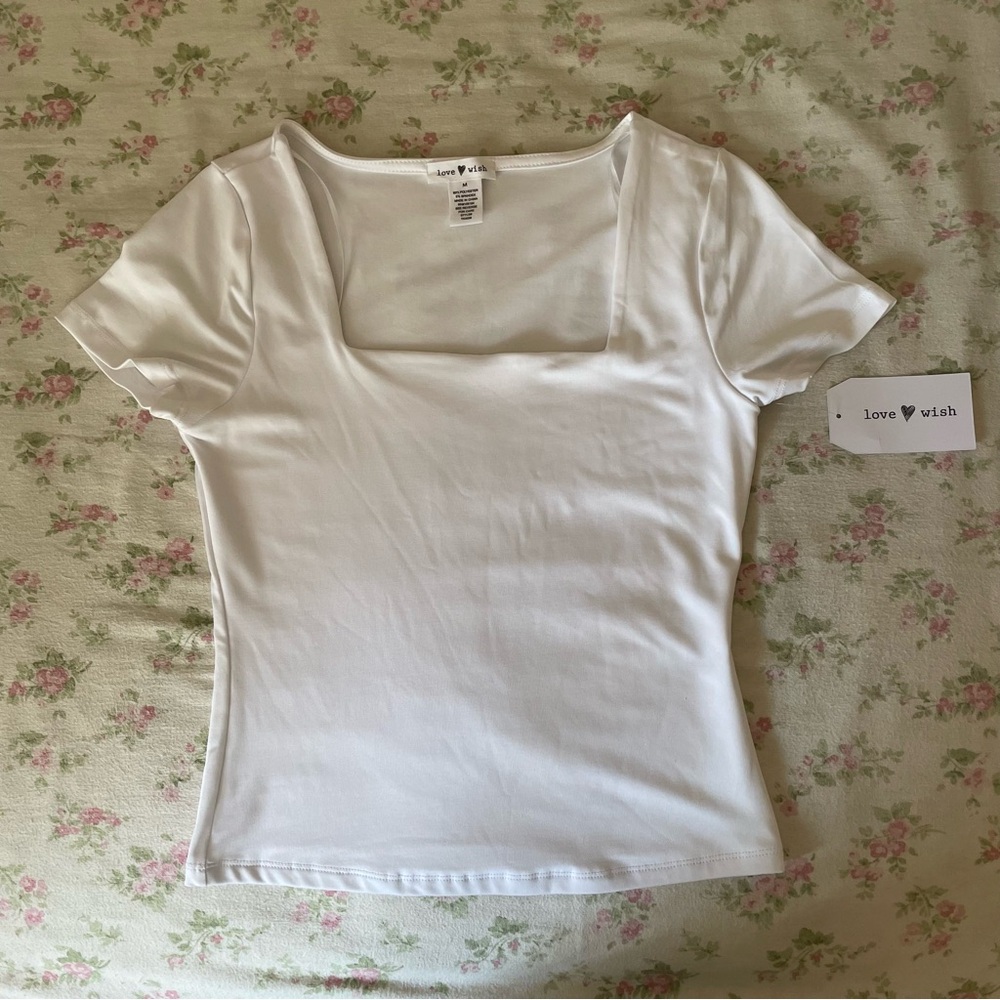 Y2K white square neck shirt